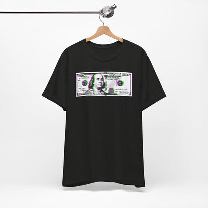 100 Dollars Bill - Green/Magenta Glitch - T-Shirt