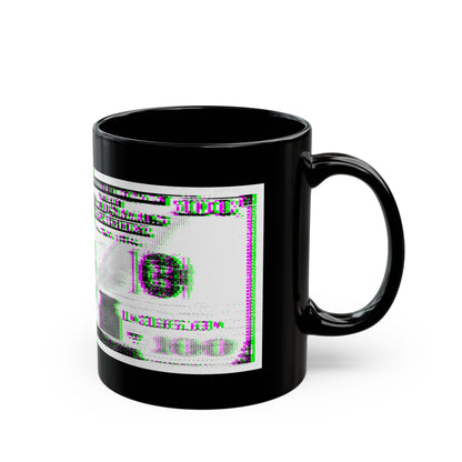 100 Dollars Bill - Green/Magenta Glitch - Black Mug