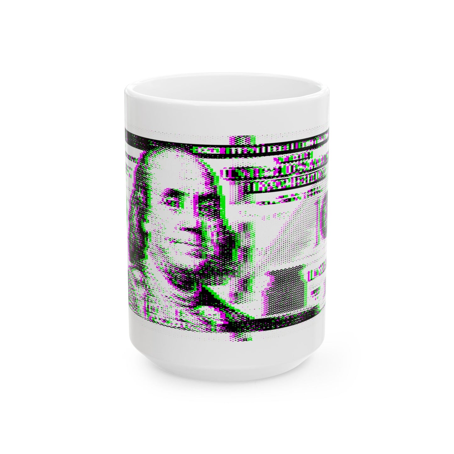 100 Dollars Bill - Green/Magenta Glitch - Mug