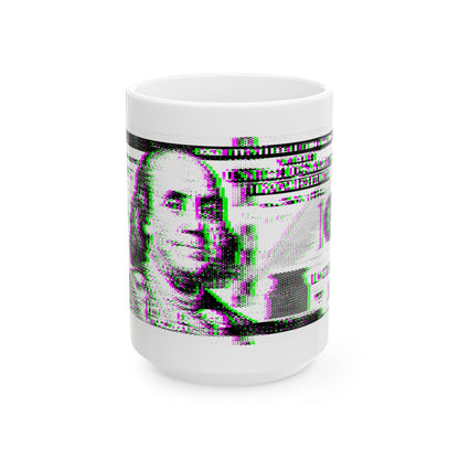 100 Dollars Bill - Green/Magenta Glitch - Mug