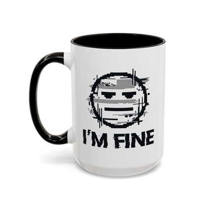 I’m Fine Glitched Smiley - Color Accent Mug
