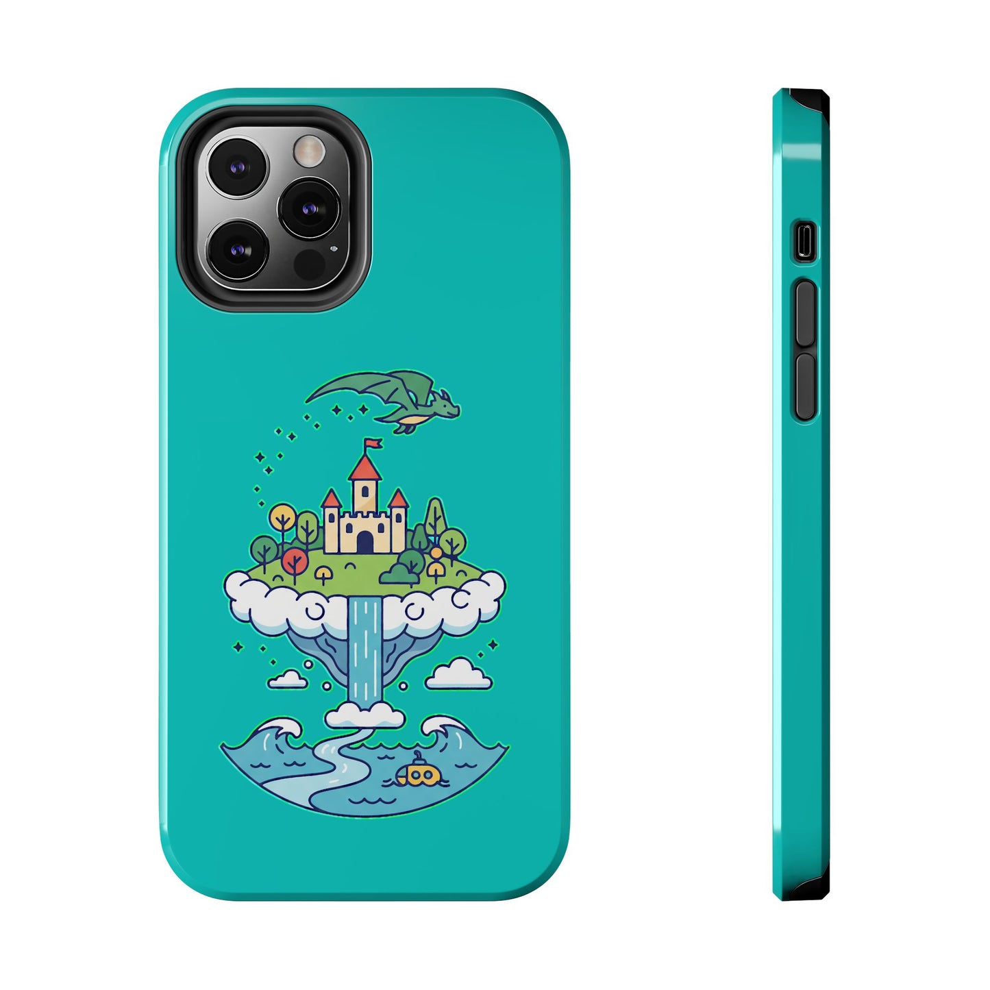 Floating Castle Dragon - Magical Fantasy Island - Phone Case