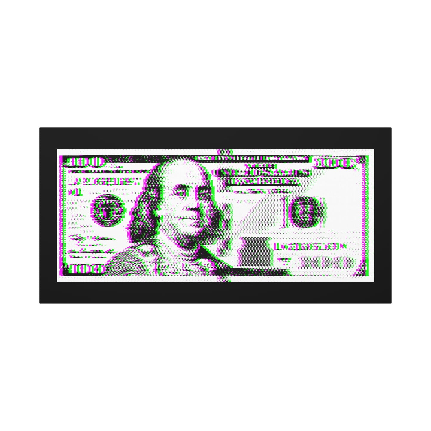 100 Dollars Bill - Green/Magenta Glitch - Canvas