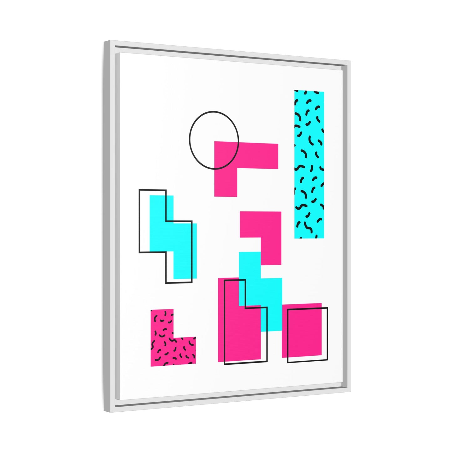 Retro Geometric Vibes - Framed Canvas