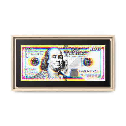 100 Dollars Bill - Neon Color Explosion - Framed Canvas