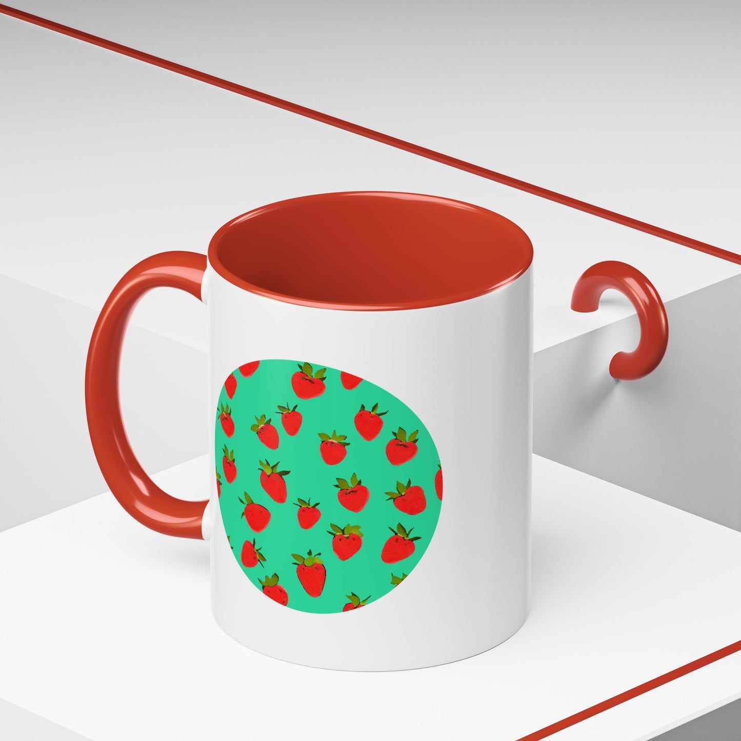 Strawberry Pattern - Color Accent Mug