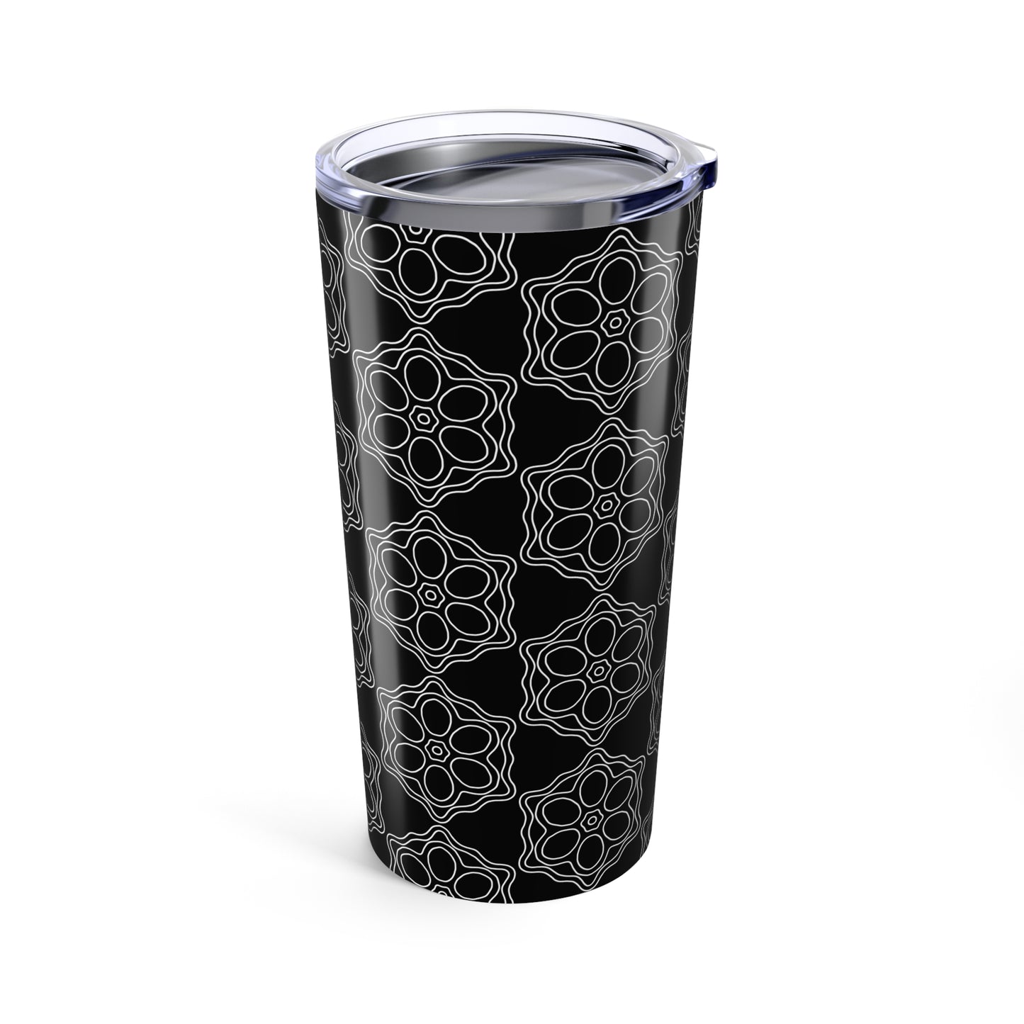 Elegant Black Patterned Tumbler 20oz | Stainless Steel Travel Mug, Modern Drinkware for Coffee, Tea, Gifts, Home & Office