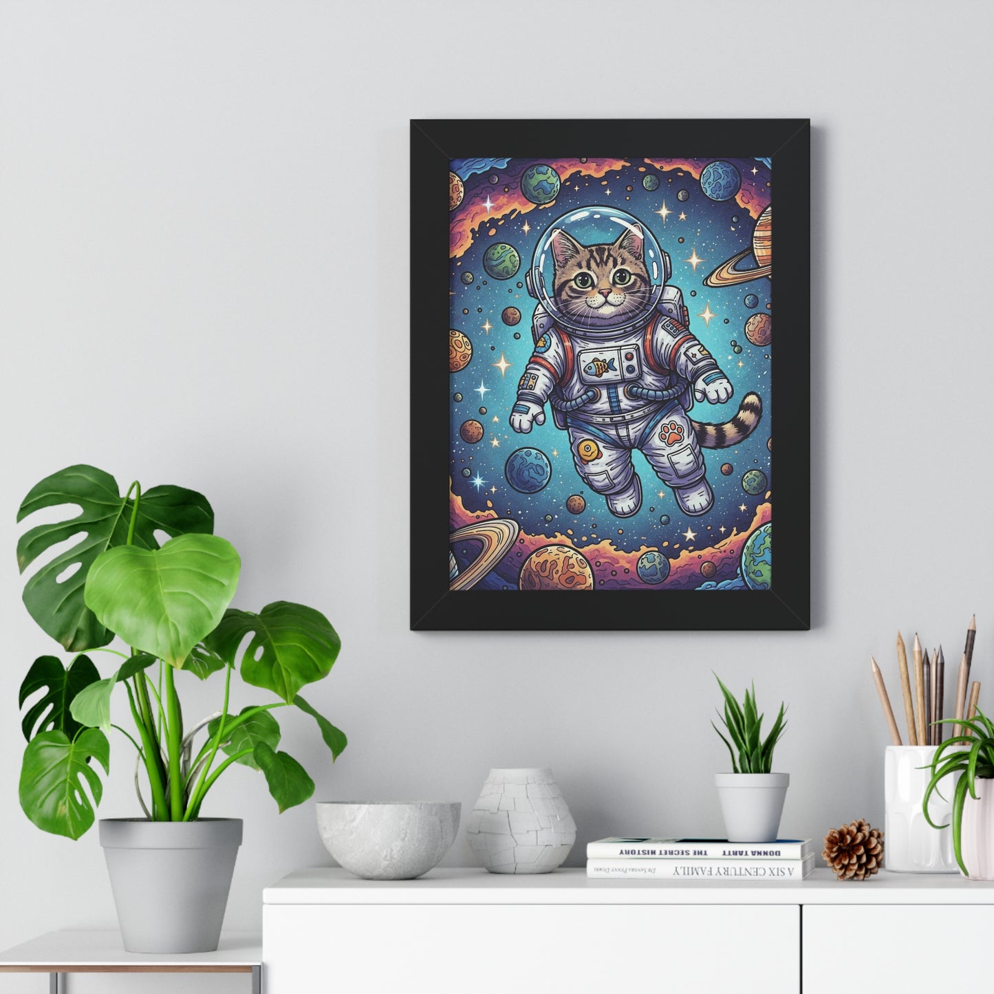 Astronaut Cat - Framed Poster