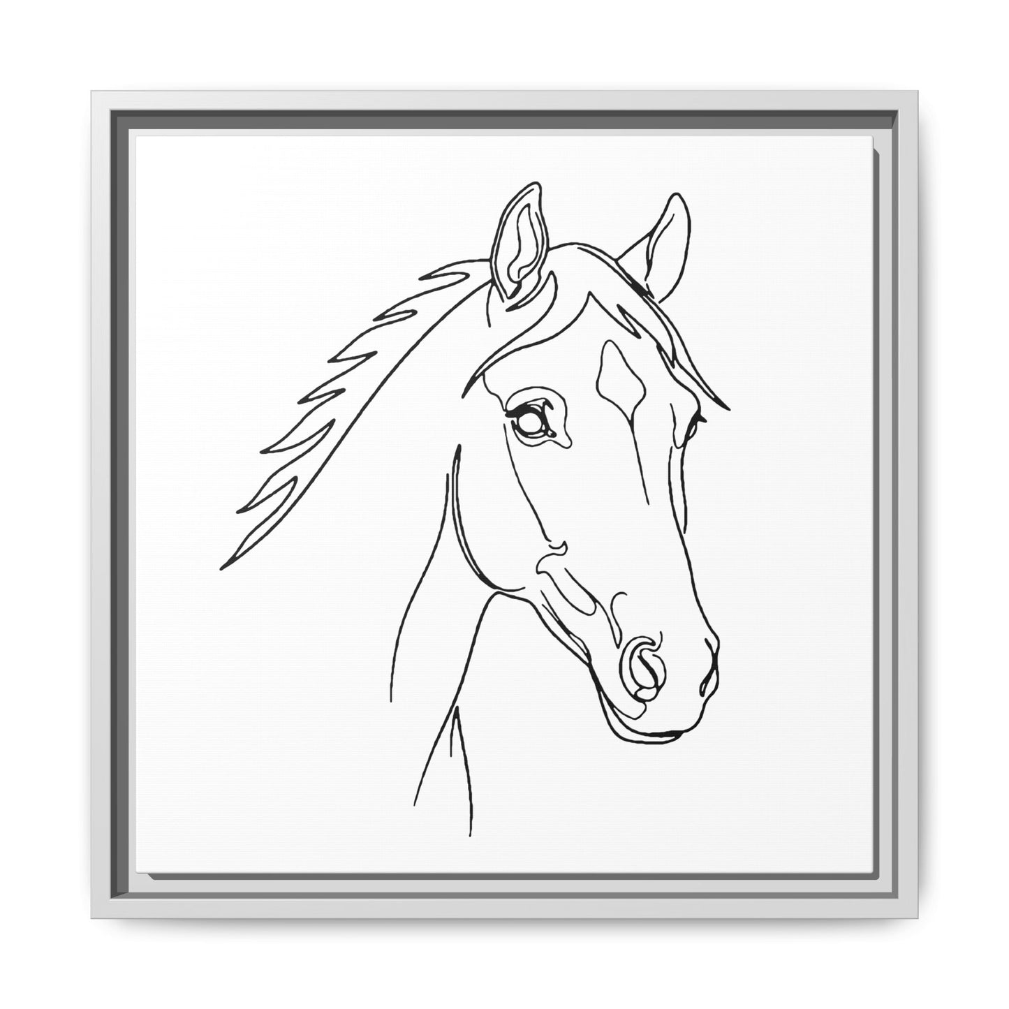 Horse Portrait Sketch - Framed Canvas
