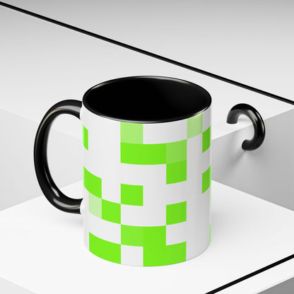 Lime Green Pixel Grid - Color Accent Mug