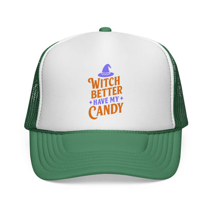 Halloween Trucker Cap, Spooky Hat, Witch Better Have My Candy, Pumpkin Costume Accessory, Trick or Treat Gear