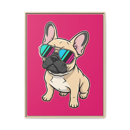 French Bulldog with Sunglasses - Framed Canvas