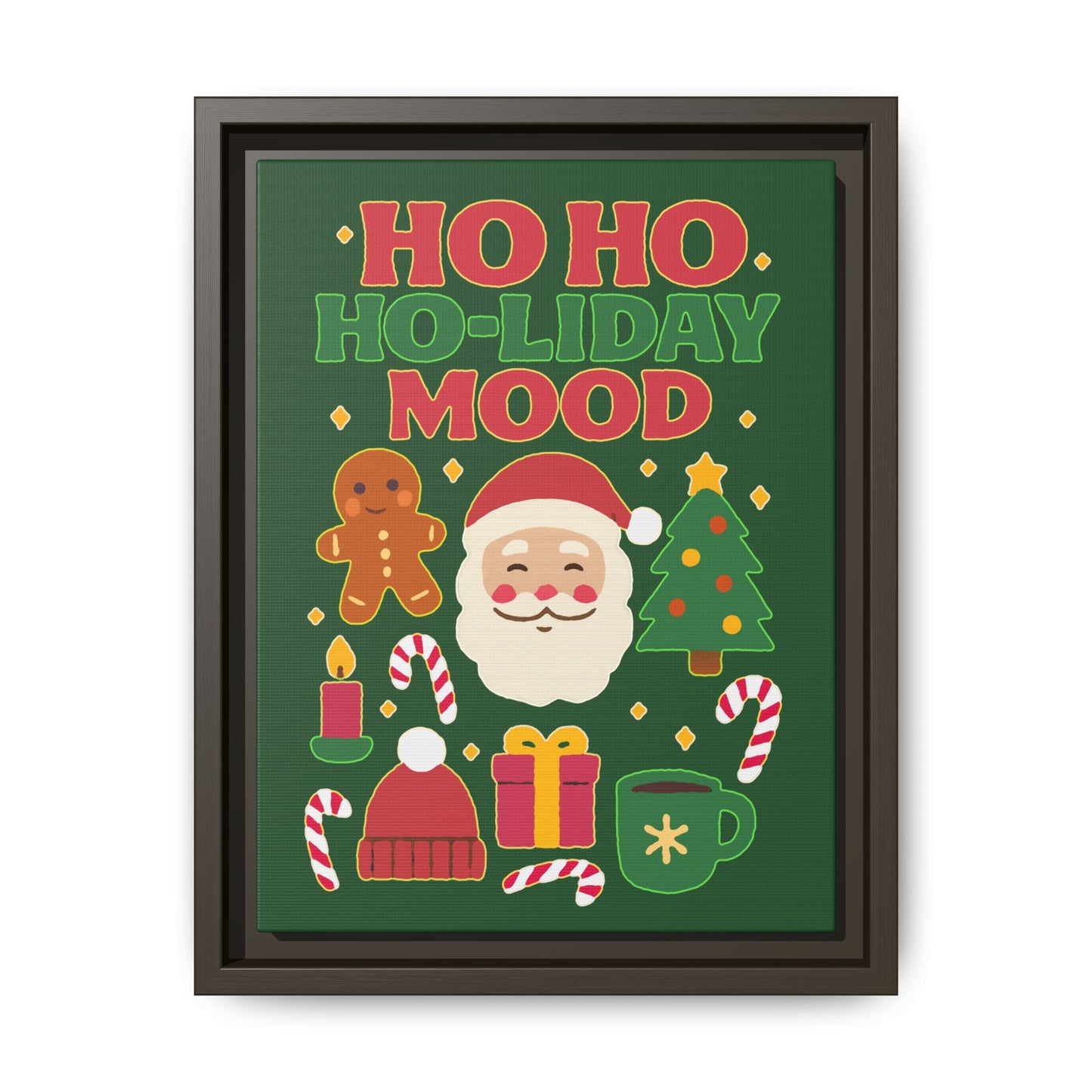 Framed Canvas Art, Festive Holiday, Cheerful Wall Art for Christmas, Santa Decor, Ho Ho Ho Seasonal Gift, Holiday Mood Wall Art