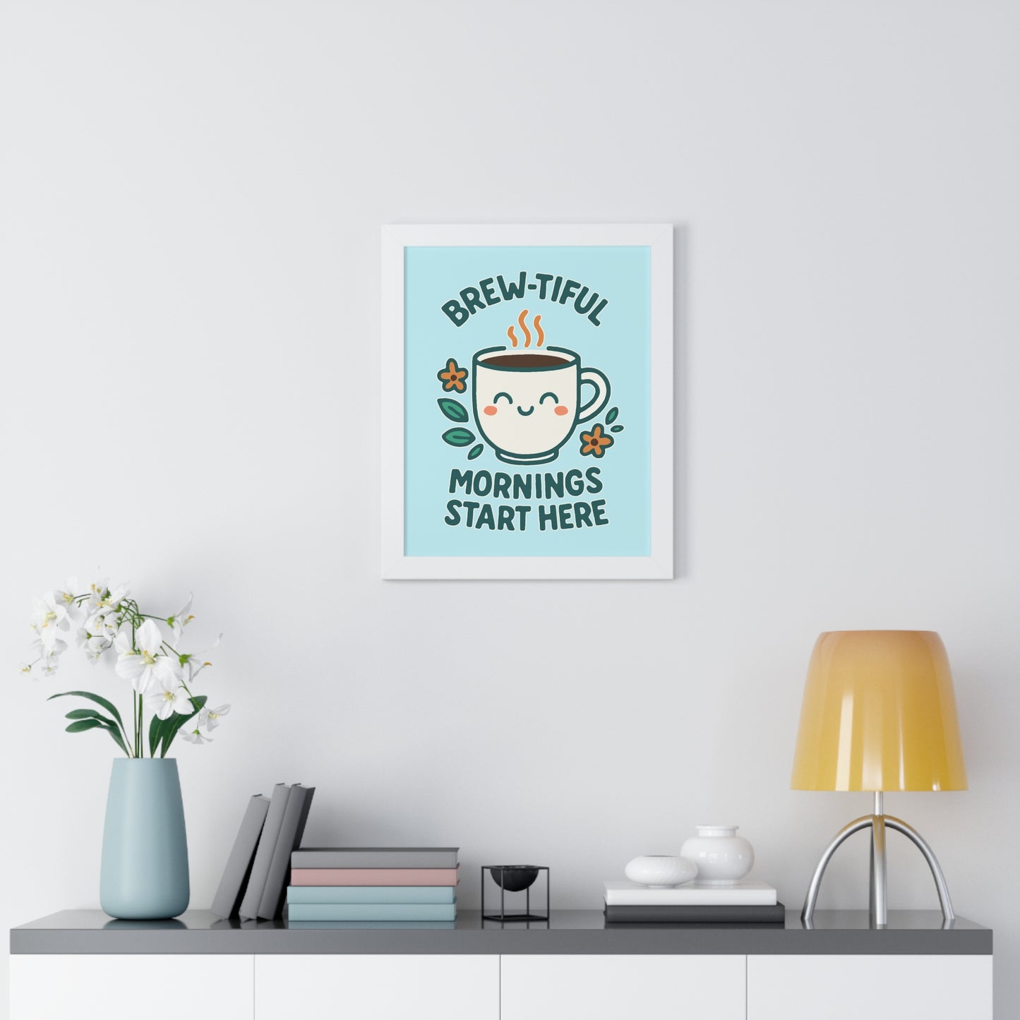 Brew-tiful Mornings Start Here - Framed Poster