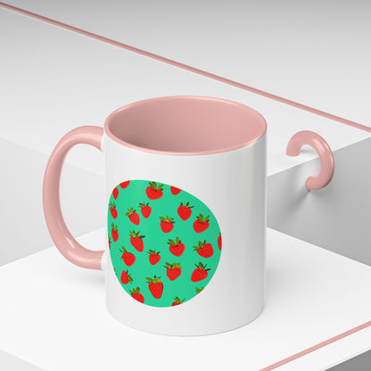 Strawberry Pattern - Color Accent Mug