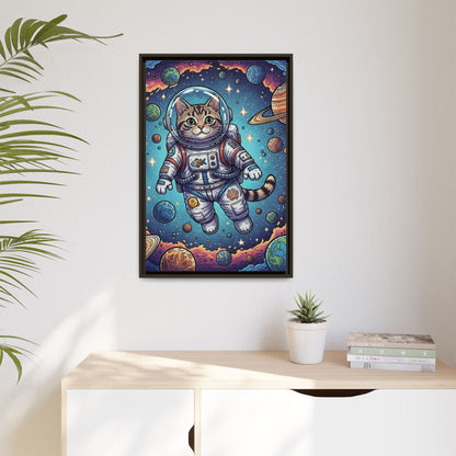Astronaut Cat - Framed Canvas