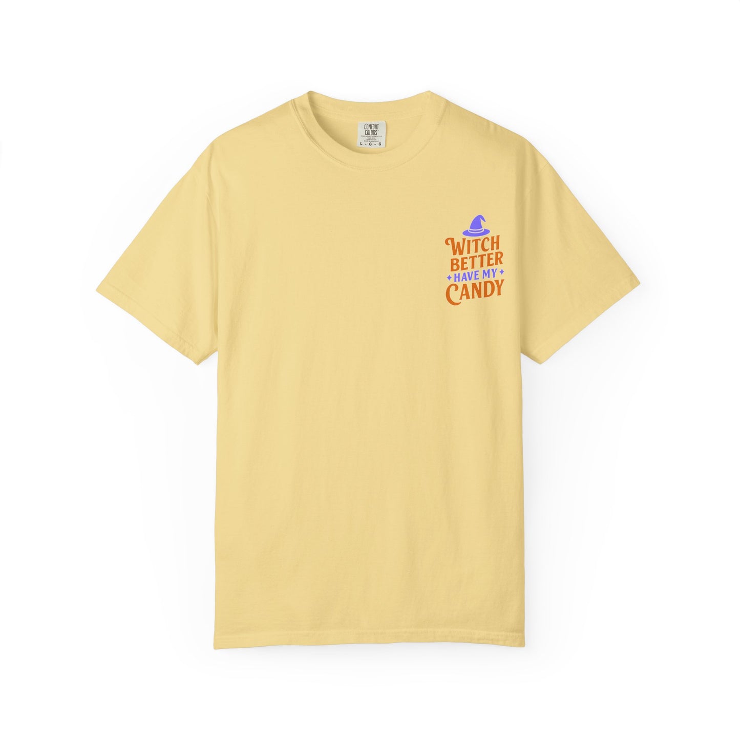 Halloween Candy T-shirt, Unisex Garment-Dyed T-shirt, Spooky Season Apparel, Fall Fashion, Trick or Treat Shirt, Cute Halloween Tee