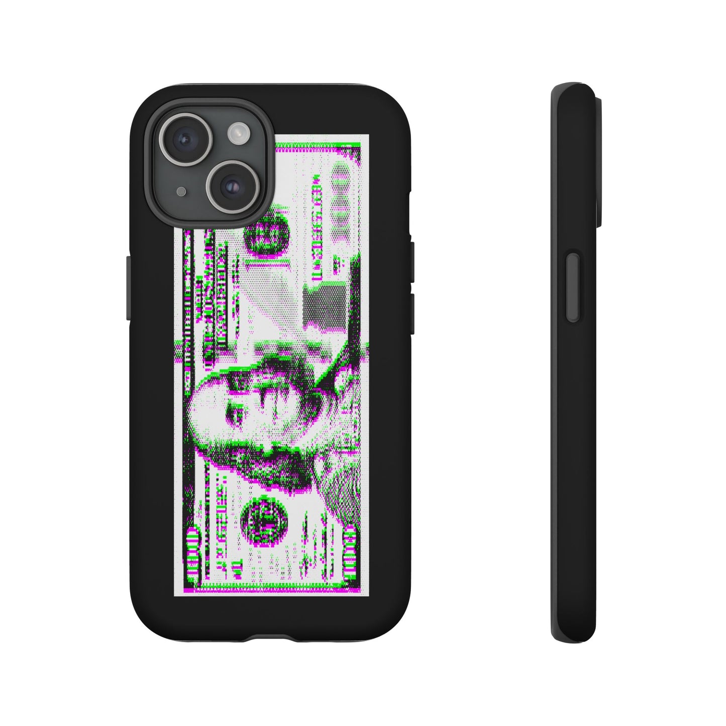 100 Dollars Bill - Green/Magenta Glitch - Phone Case