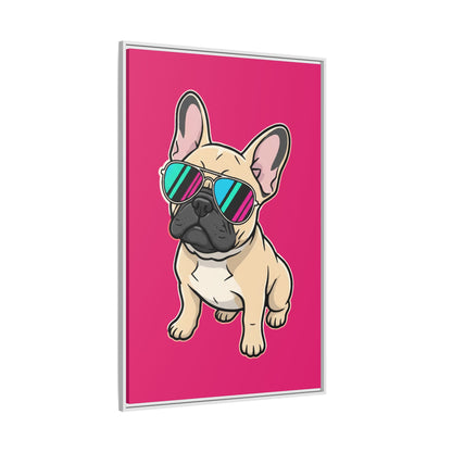 French Bulldog with Sunglasses - Framed Canvas