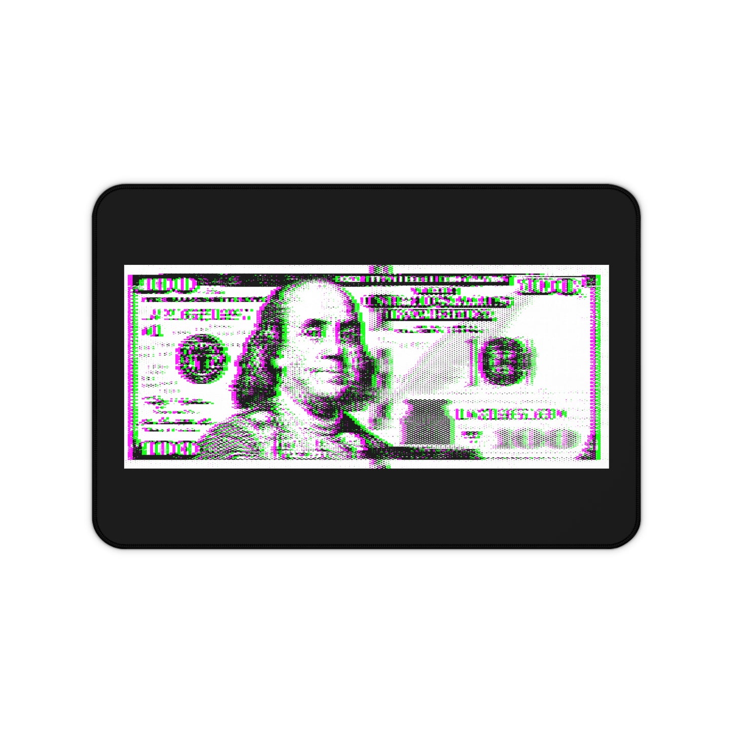 100 Dollars Bill - Green/Magenta Glitch - Desk Mat