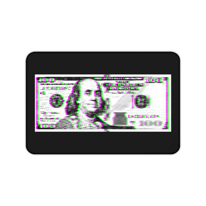 100 Dollars Bill - Green/Magenta Glitch - Desk Mat