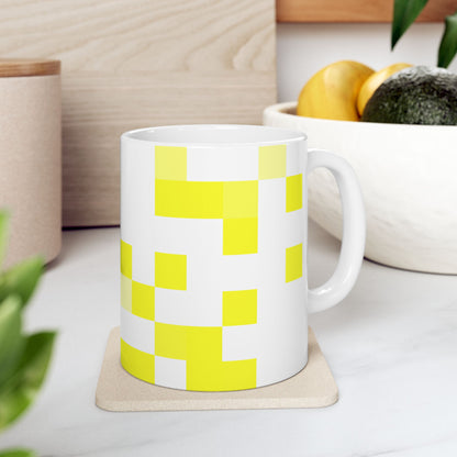 Yellow Pixel Grid - Mug