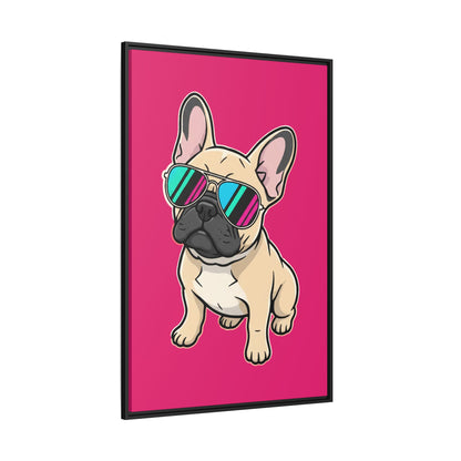 French Bulldog with Sunglasses - Framed Canvas