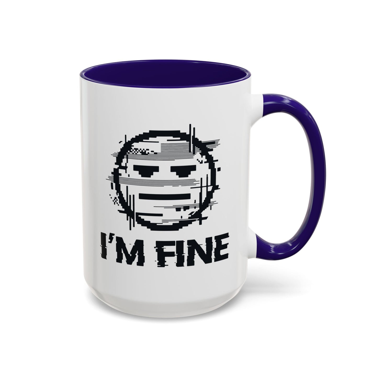 I’m Fine Glitched Smiley - Color Accent Mug