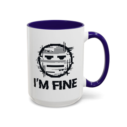 I’m Fine Glitched Smiley - Color Accent Mug