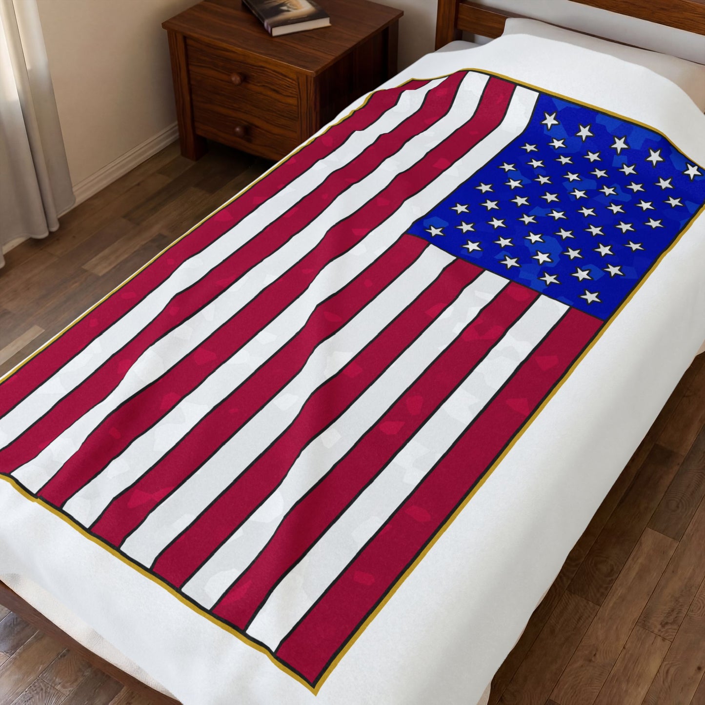 New Glory American Flag (Gold Edge Edition) - Plush Blanket