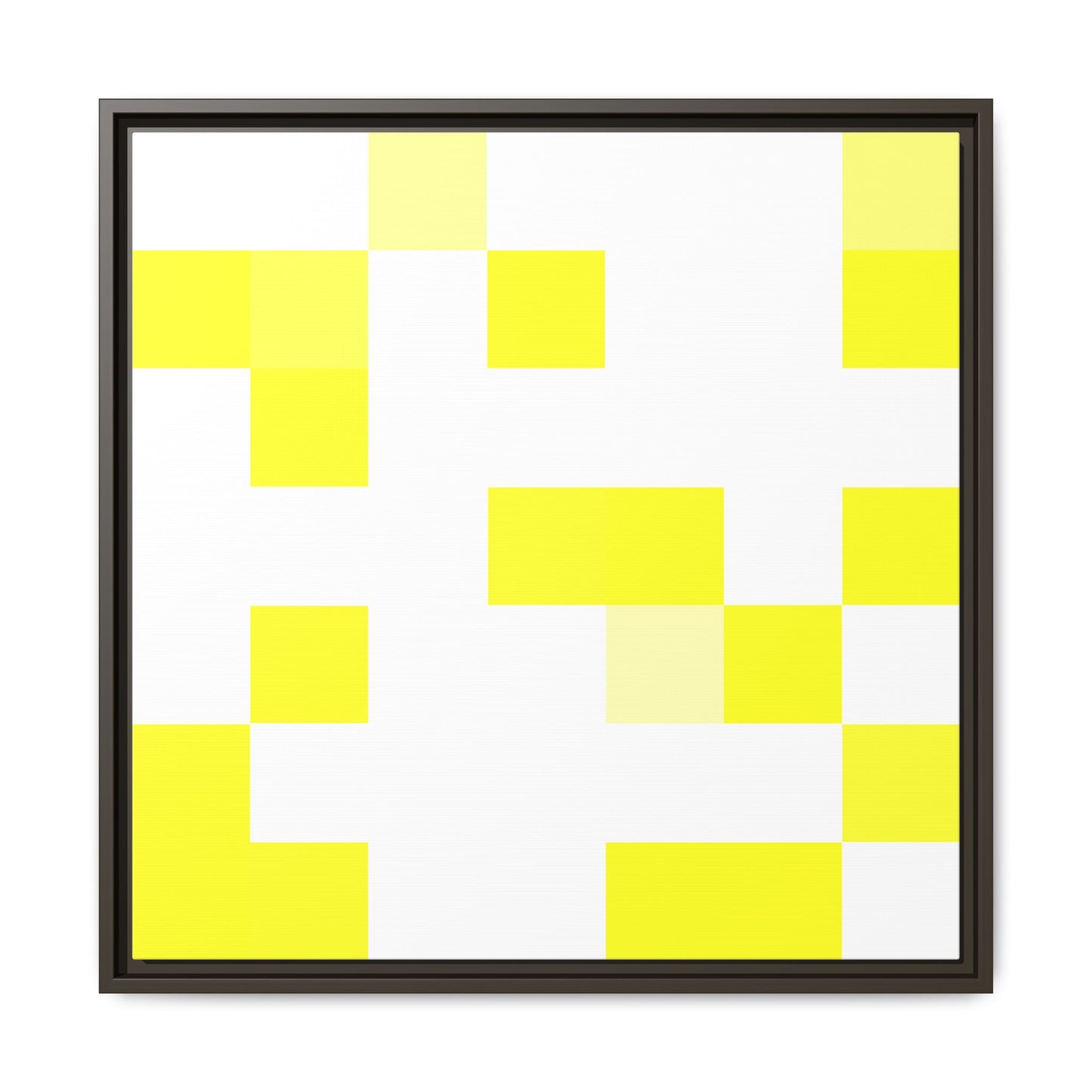 Yellow Pixel Grid - Framed Canvas