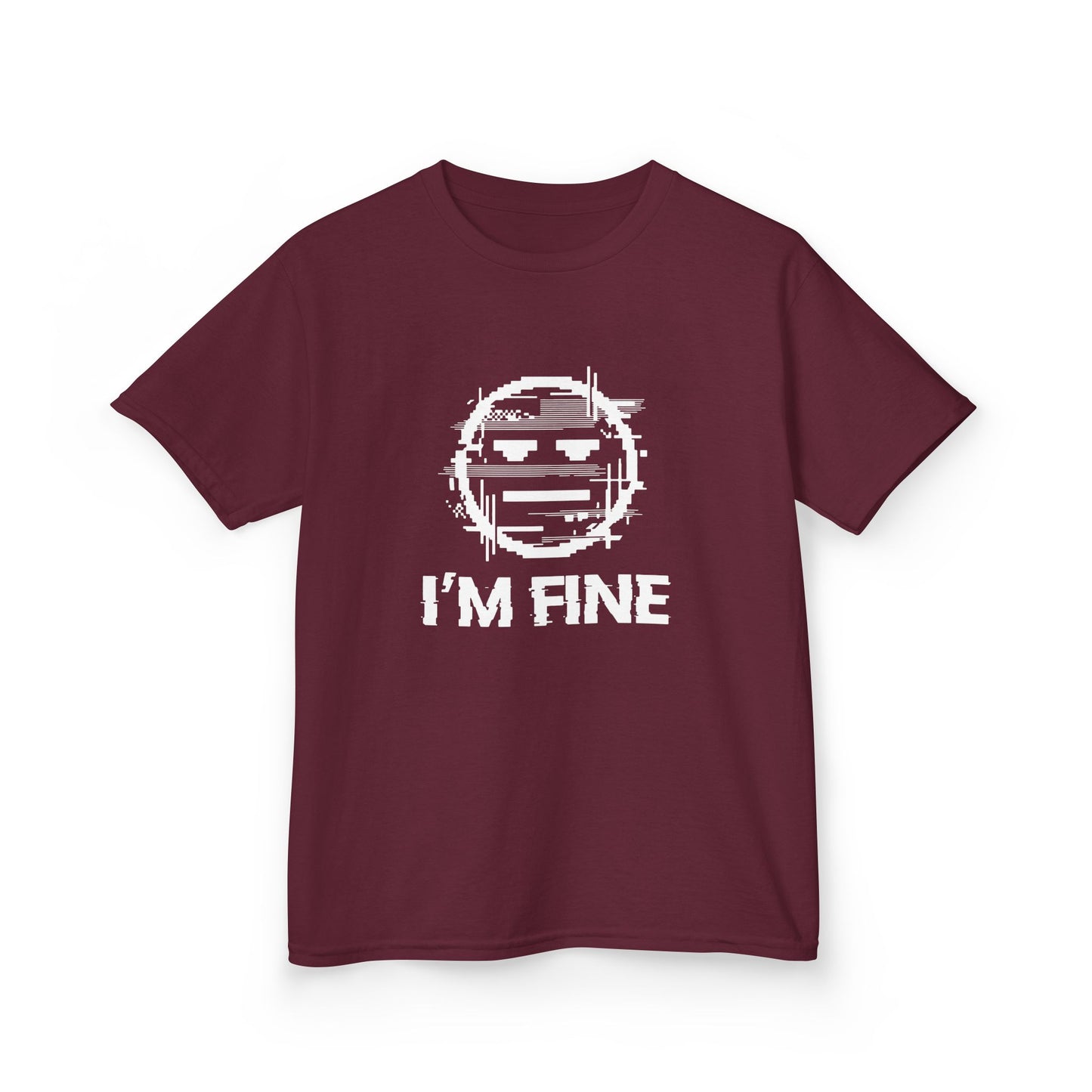 I’m Fine Glitched Smiley - Kids Tee