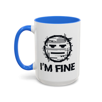 I’m Fine Glitched Smiley - Color Accent Mug