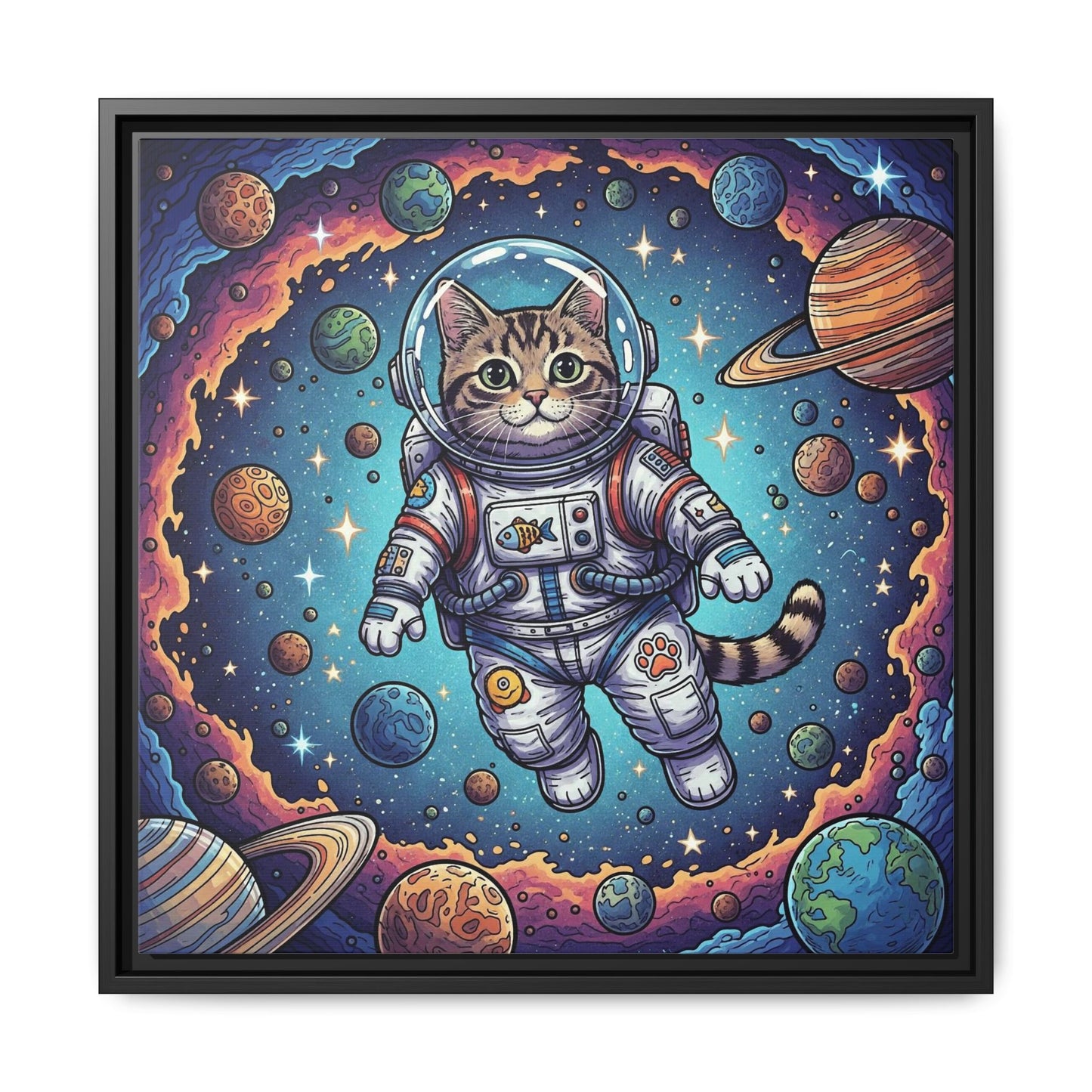 Astronaut Cat - Framed Canvas