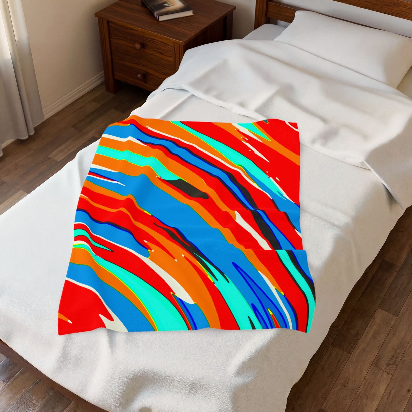Abstract Rainbow Swirl Arc - Plush Blanket