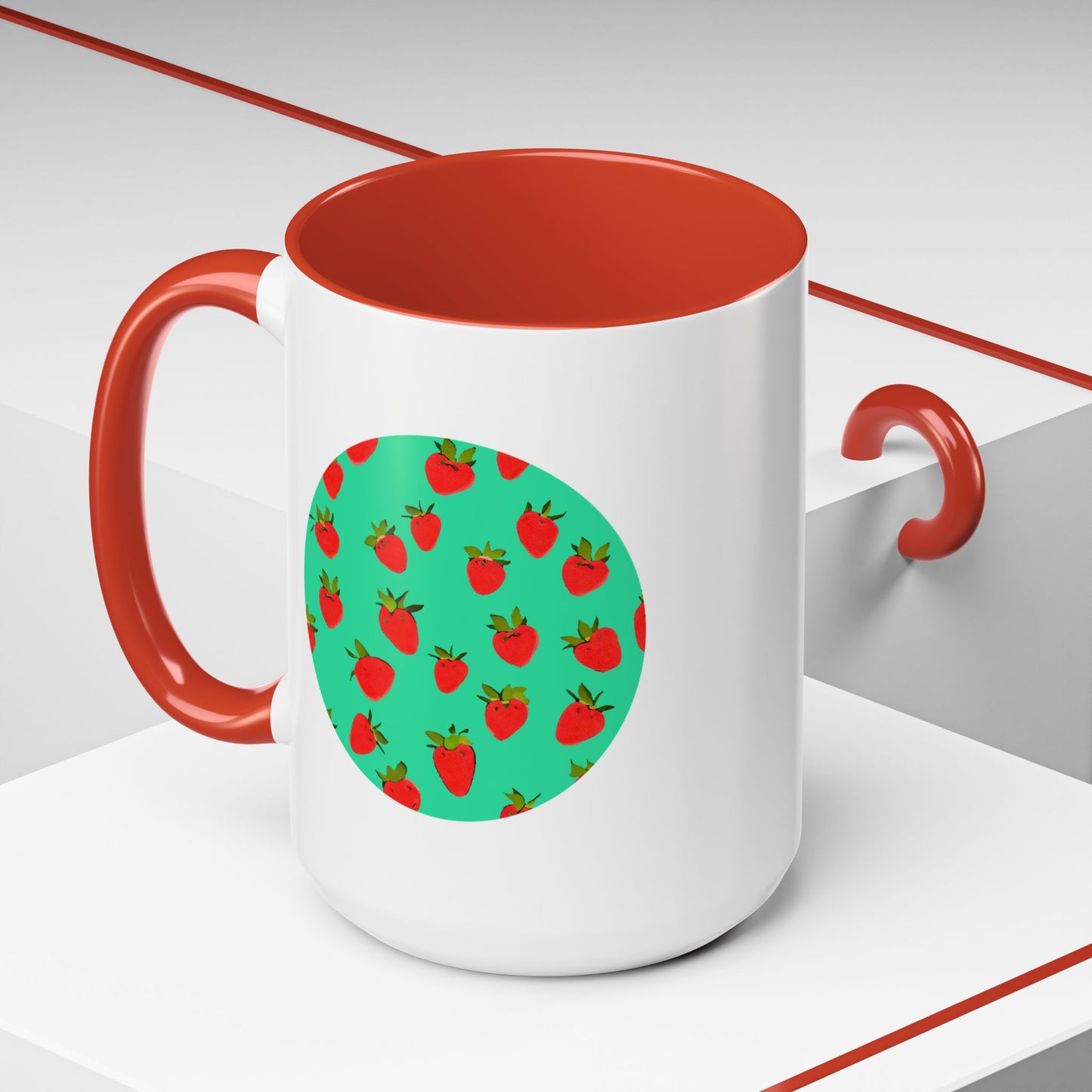 Strawberry Pattern - Color Accent Mug