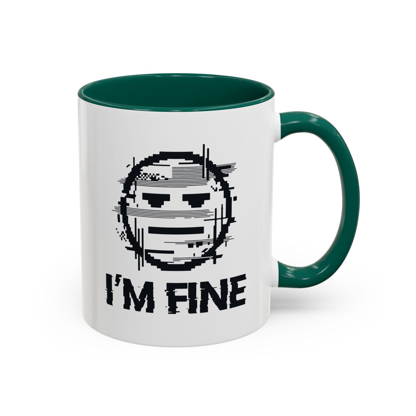 I’m Fine Glitched Smiley - Color Accent Mug