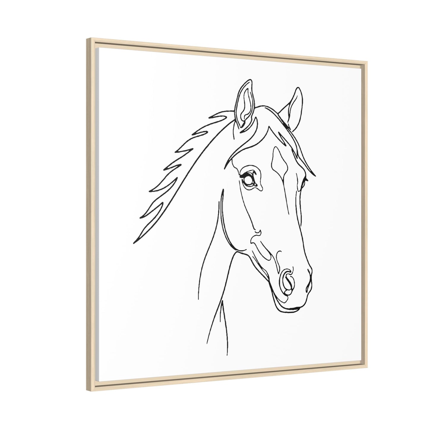 Horse Portrait Sketch - Framed Canvas