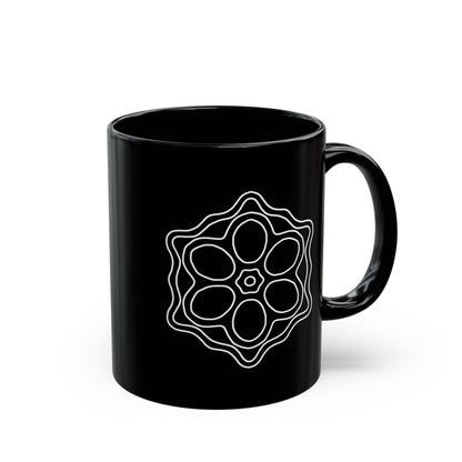 Elegant Black Mug with Floral Design, Perfect for Coffee Lovers, Gift for Moms, Yoga Enthusiasts, and Home Decor, 11oz or 15oz