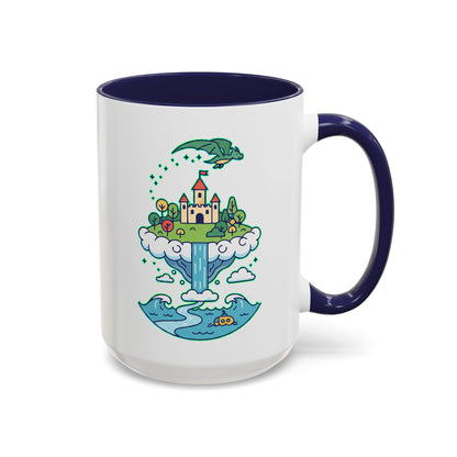 Floating Castle Dragon - Magical Fantasy Island - Color Accent Mug