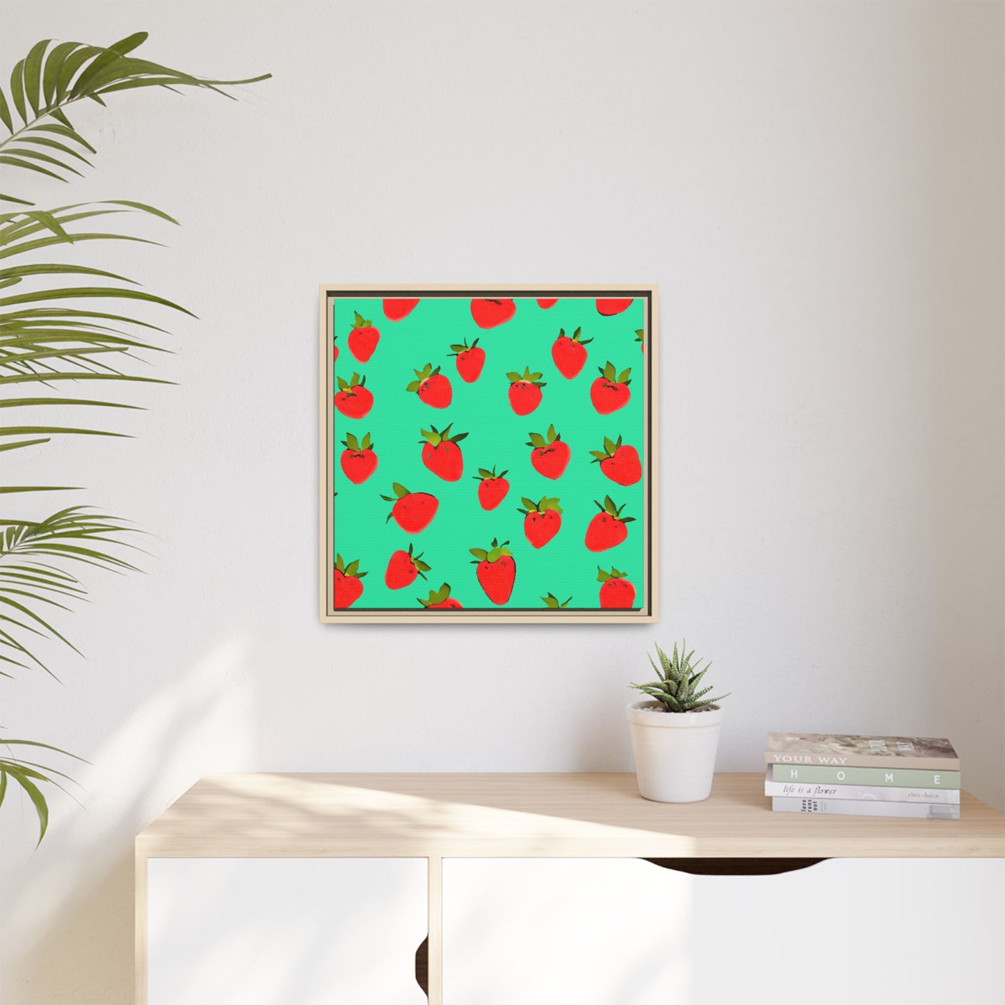 Strawberry Pattern - Framed Canvas
