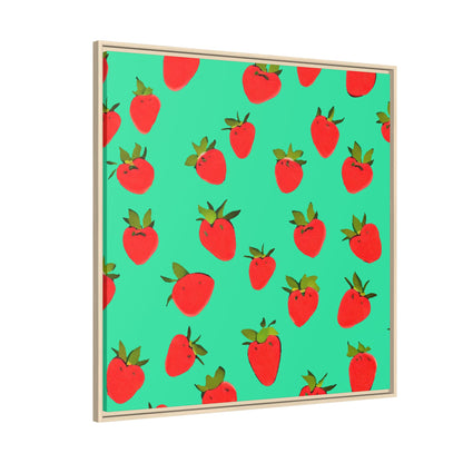 Strawberry Pattern - Framed Canvas
