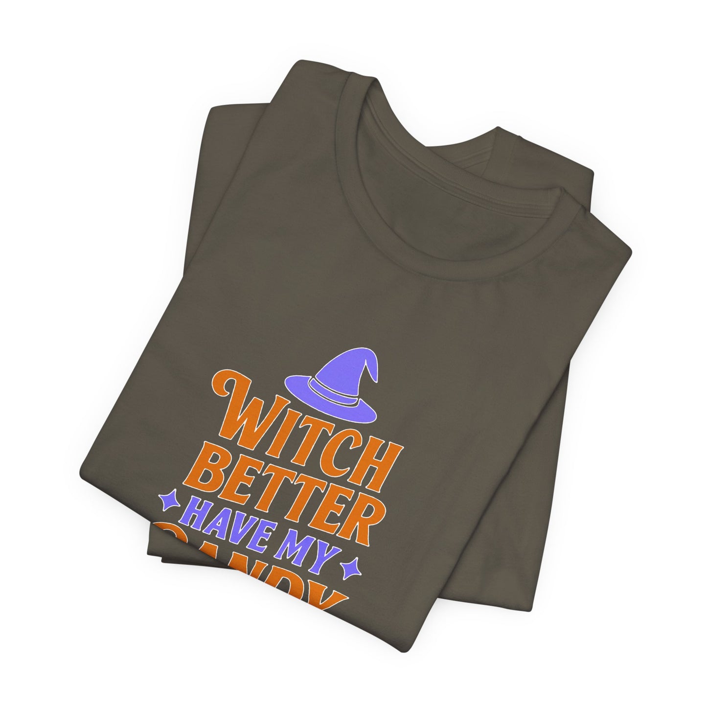 Halloween Witch Candy Tee, Funny Halloween Shirt, Unisex Halloween T-Shirt, Casual Fall Apparel, Trick or Treat Outfit