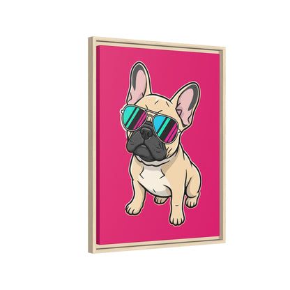 French Bulldog with Sunglasses - Framed Canvas