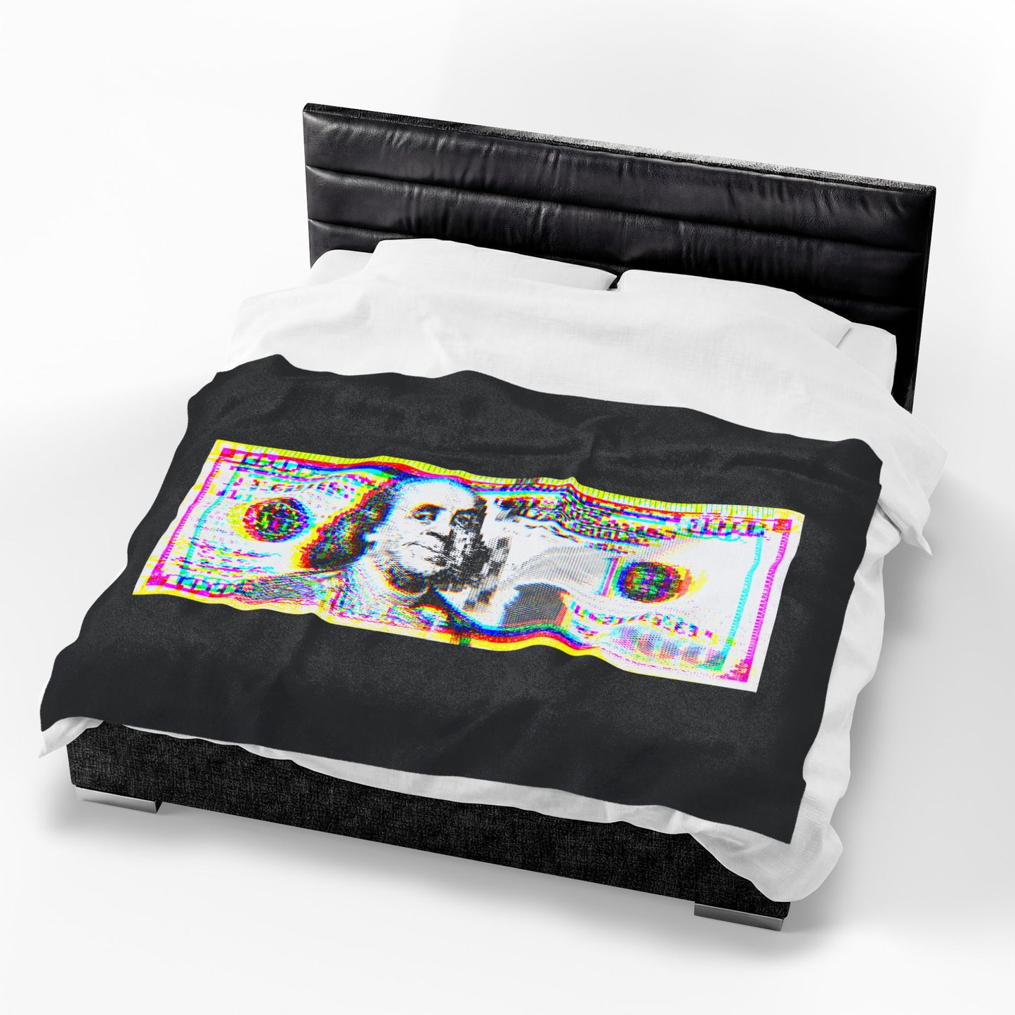 100 Dollars Bill - Neon Color Explosion - Plush Blanket
