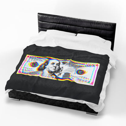 100 Dollars Bill - Neon Color Explosion - Plush Blanket
