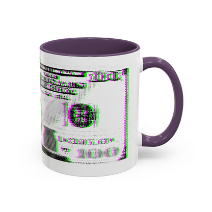 100 Dollars Bill - Green/Magenta Glitch - Color Accent Mug