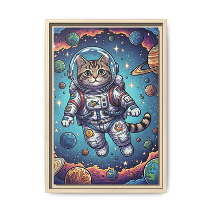 Astronaut Cat - Framed Canvas