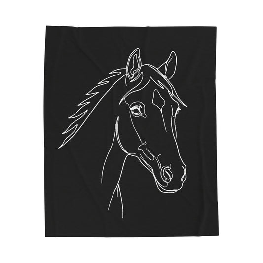 Horse Portrait Sketch - Plush Blanket