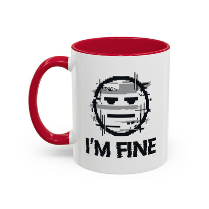 I’m Fine Glitched Smiley - Color Accent Mug